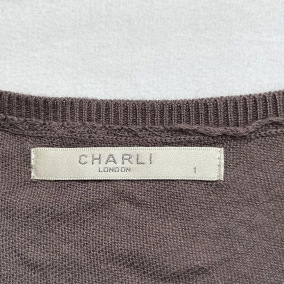 Charli London Women's Brown One Shoulder 3/4 sleeve Jumper Size 1 XS Lightweight - Picture 9 of 14